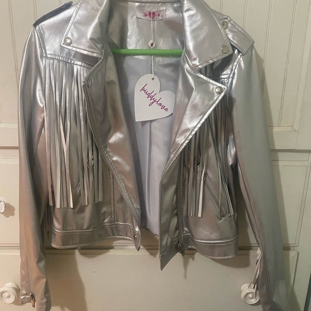 Buddy Love Silver Leather Fringe Jacket